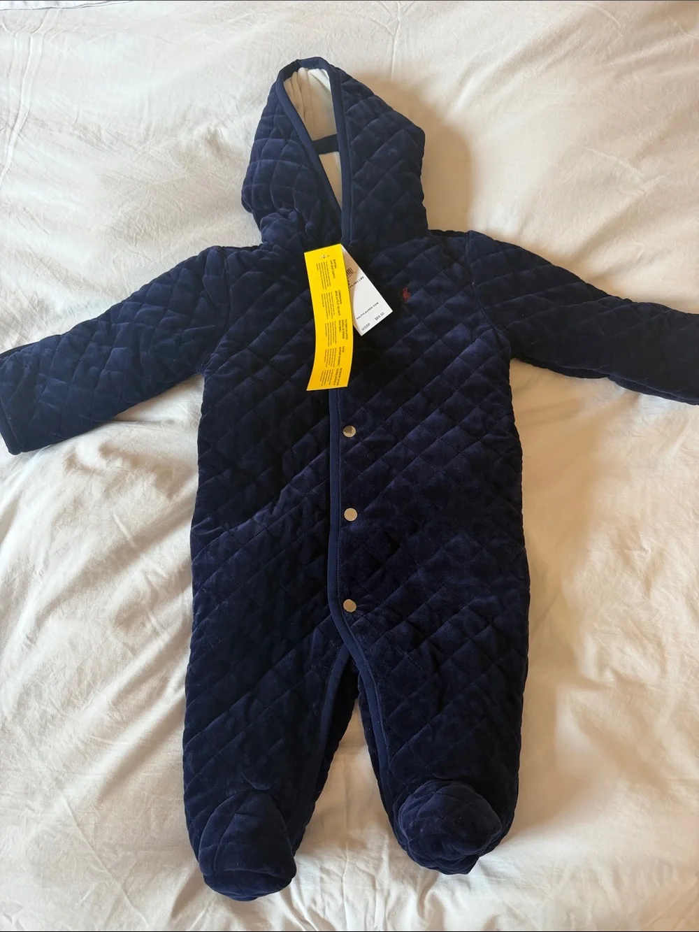 Ralph Lauren French Navy Quilted Hooded Baby Snowsuit NWT 6M